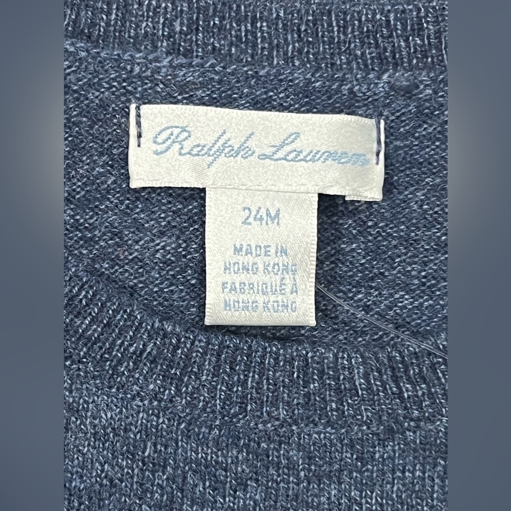 RALPH LAUREN INFANT Sweater Blue Knit HEART Wool 2 Button Size 24M - Picture 6 of 12
